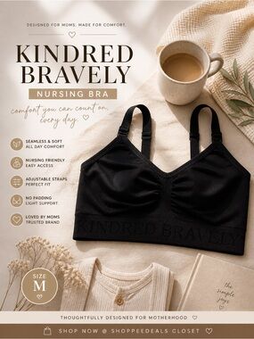 Kindred Bravely Black Nursing Bra Seamless Wireless
